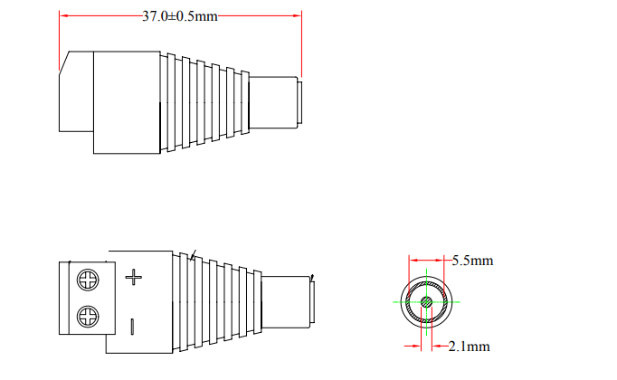 DC Power Jack Connector Female 5.5mm x 2.1mm